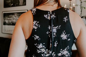 Maddie Black Blooms Top